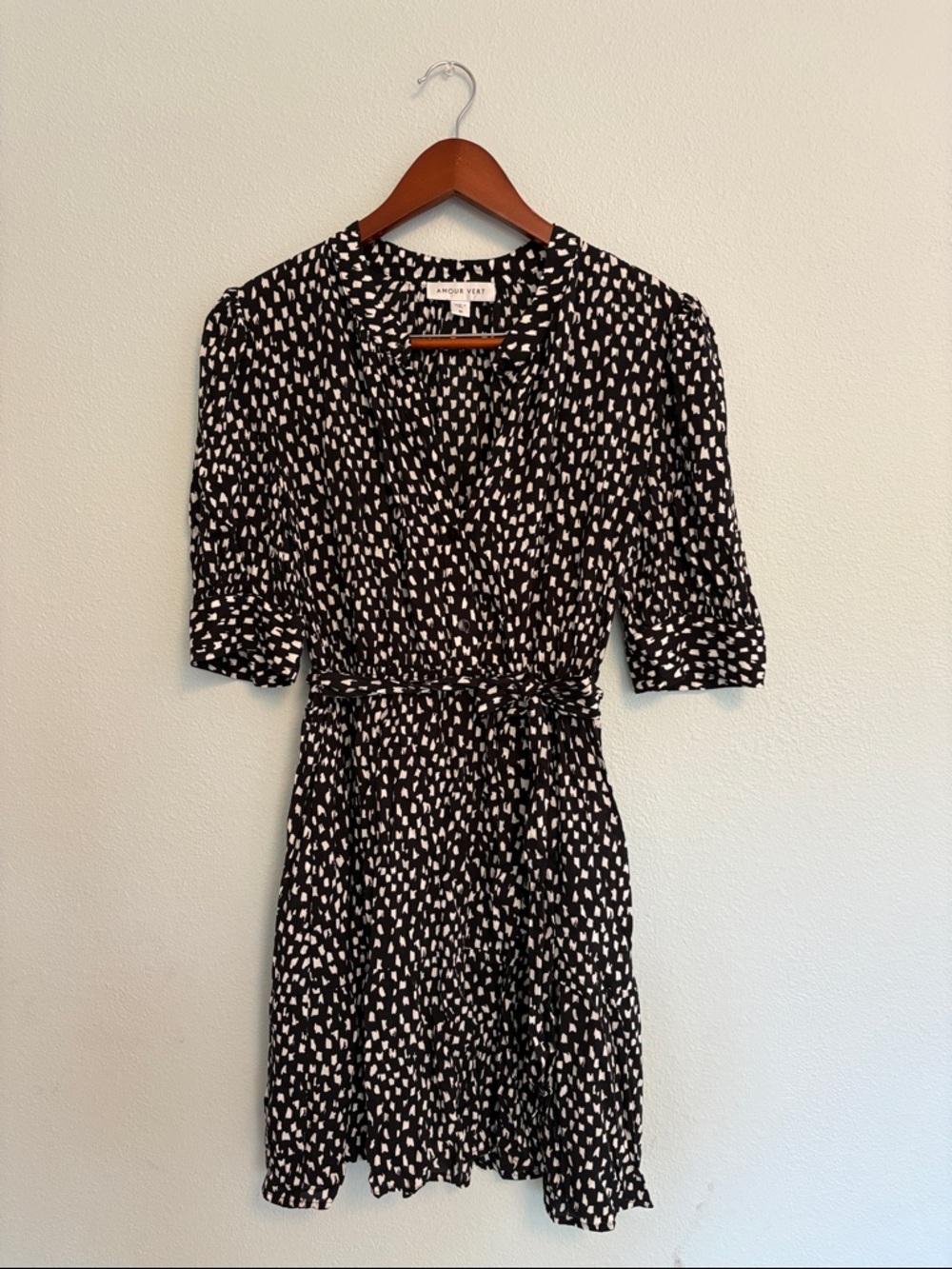 Amour Vert Black & White Printed Mini Dress
